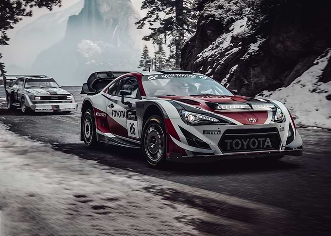 Toyota Rally Car in Snowy Landscape