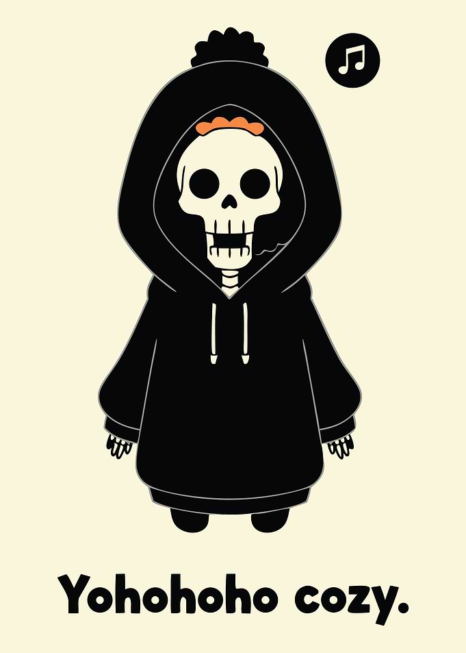 Cozy Skeleton in Hoodie Illustration