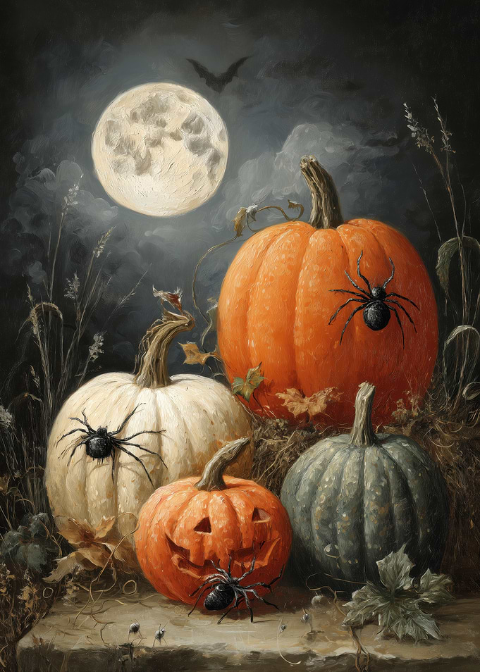Halloween Pumpkins with Spiders