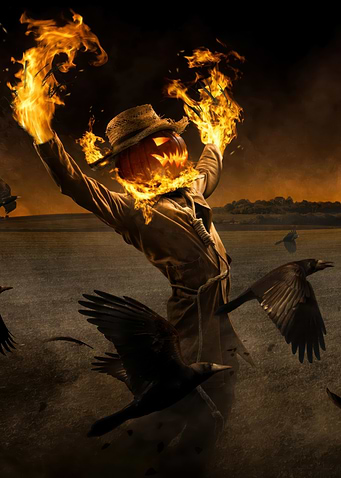 Flaming Pumpkin Scarecrow