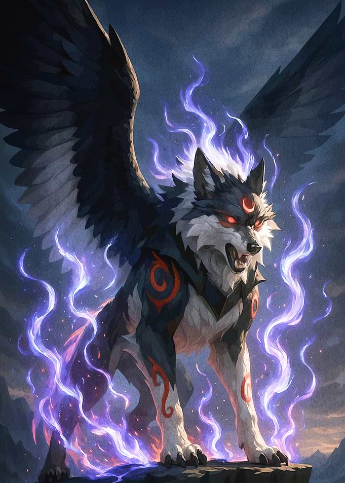 Winged Wolf Glowing Aura