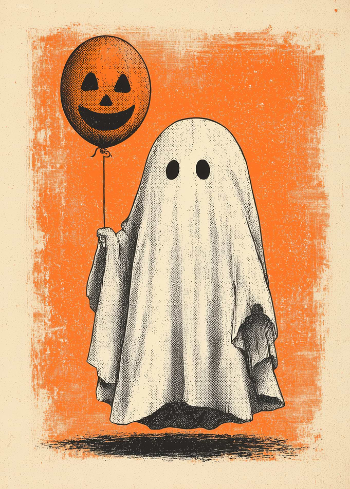 Halloween Ghost with Pumpkin Balloon