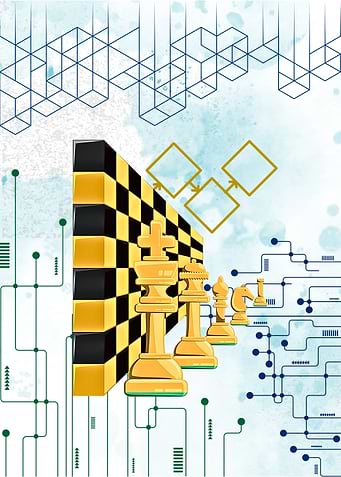 Chess Pieces and Abstract Technology