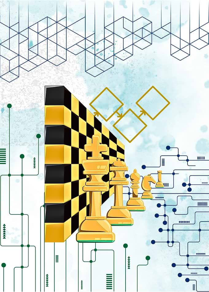 Chess Pieces and Abstract Technology