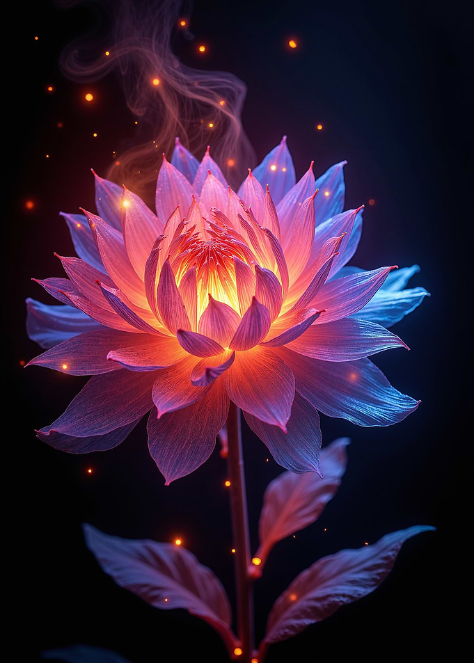 Glowing Lotus Flower Digital Art
