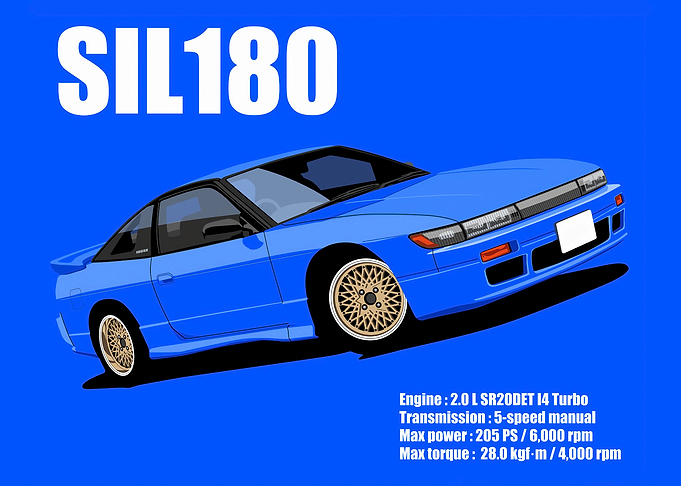 Blue SIL180 Car Illustration