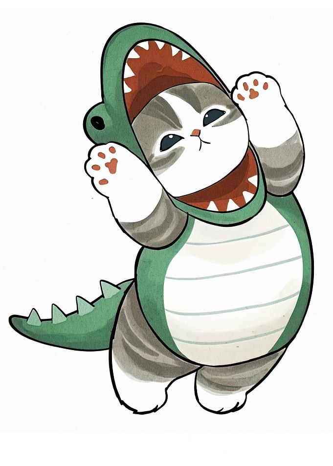 Cat in Crocodile Costume Illustration