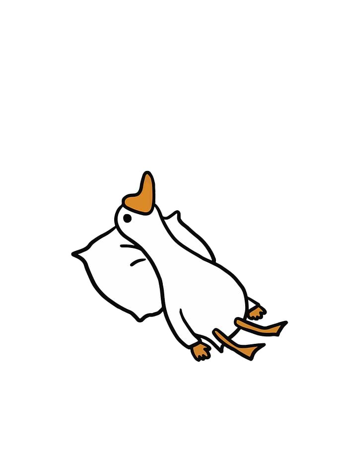 Resting Cartoon Goose on Pillow