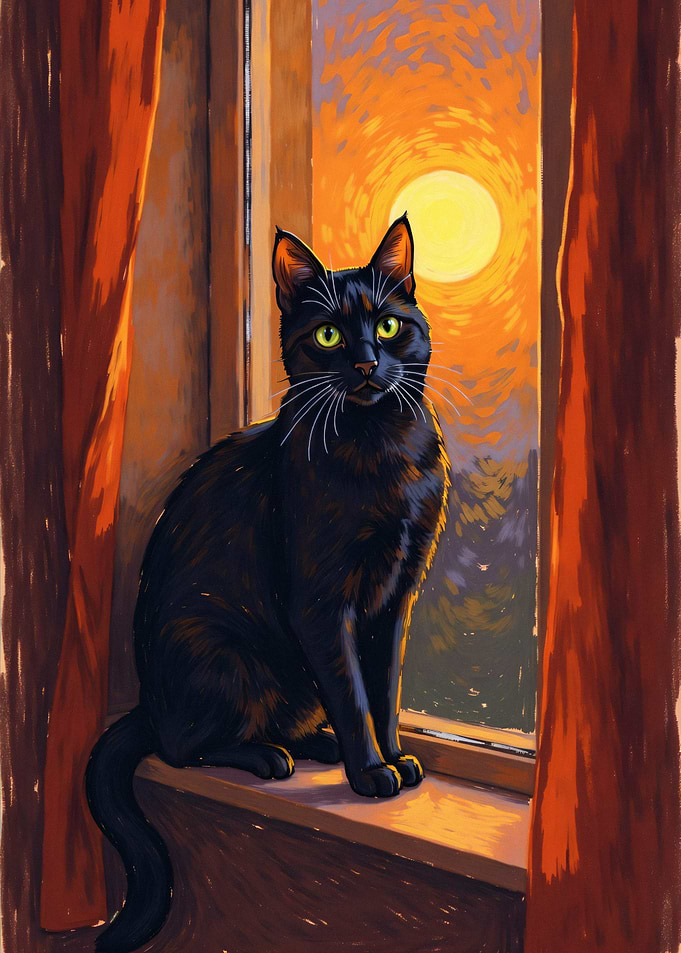 Black Cat at Sunset