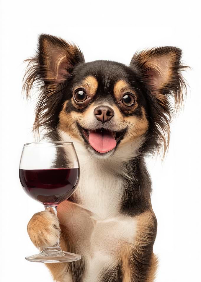 Russian Toy dog with Wine Glass