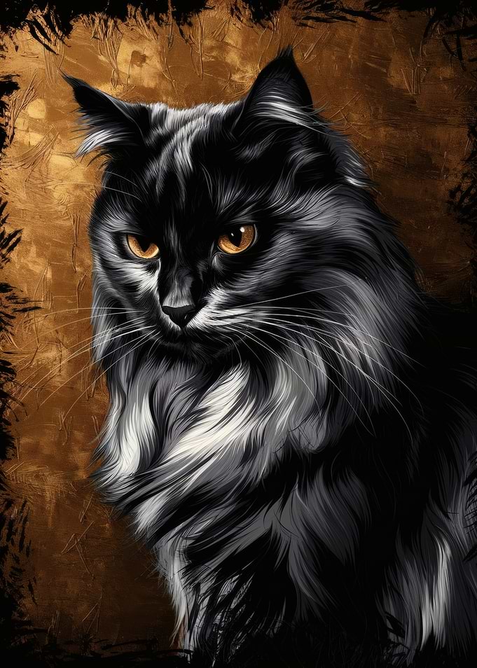 Elegant Black and White Cat