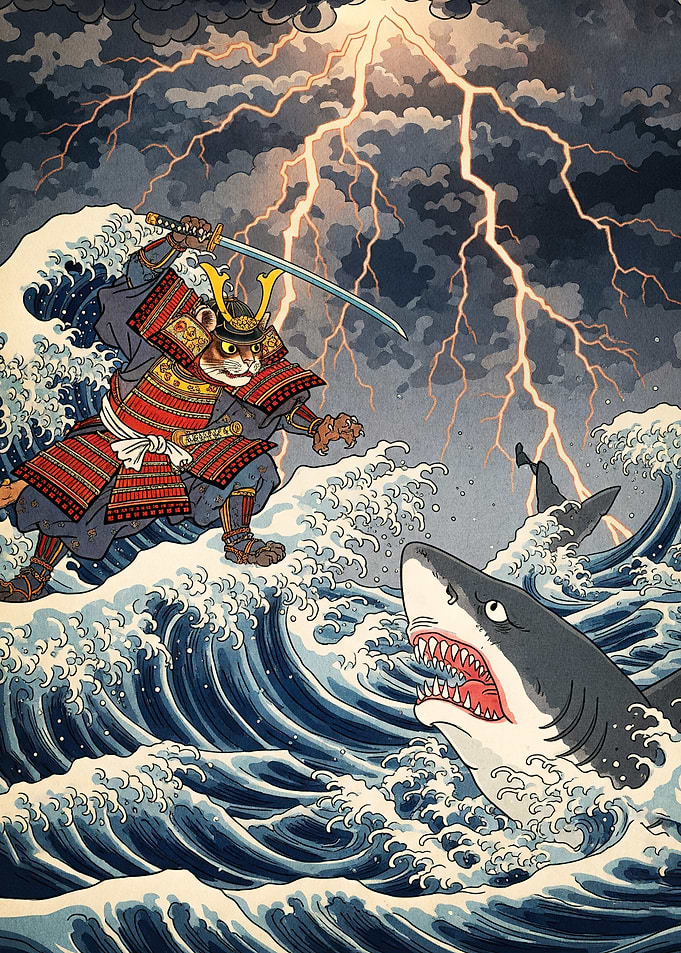 Samurai Cat vs Shark Storm