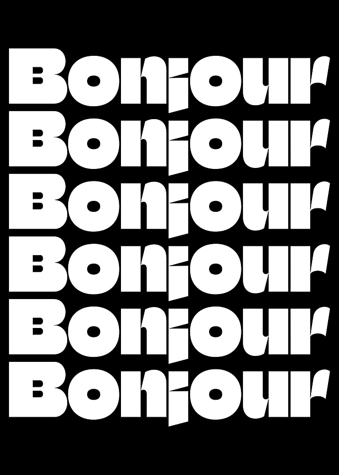 Bonjour Text Pattern on Black Background