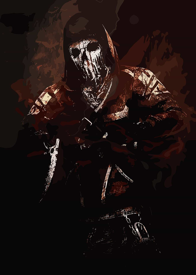 Hooded Figure with Skull Mask