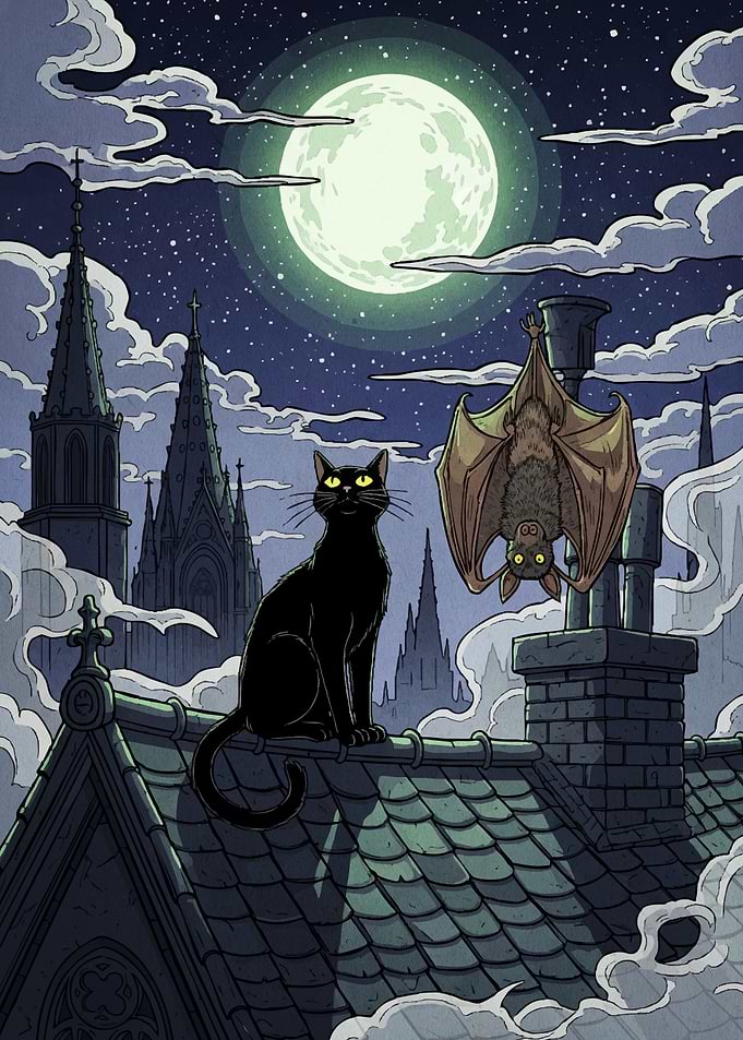 Cat and Bat Rooftop