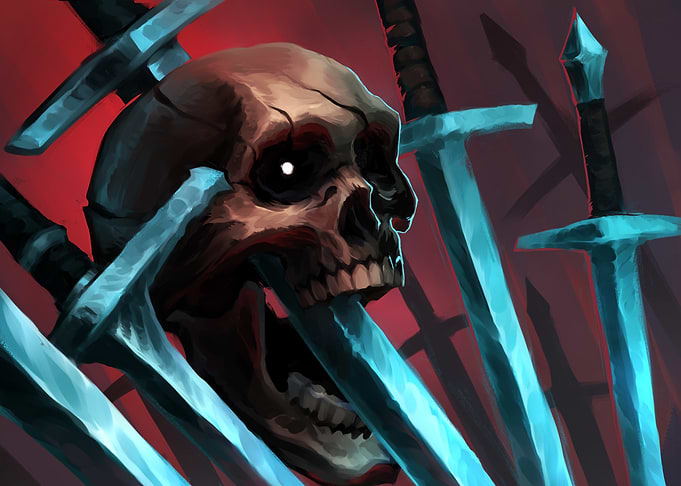 Skull Surrounded by Swords