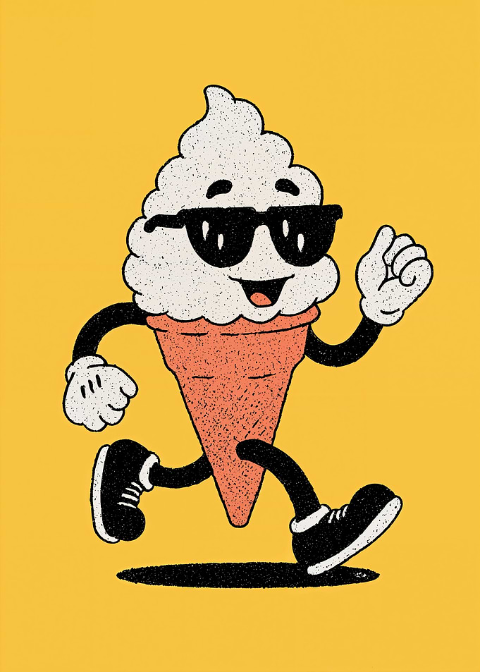Cartoon Ice Cream Cone Character Running