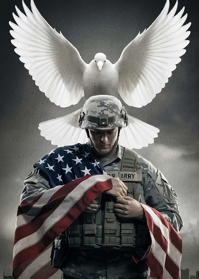 Soldier American Flag Dove