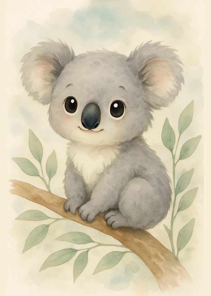 Cute Koala Watercolor Illustration