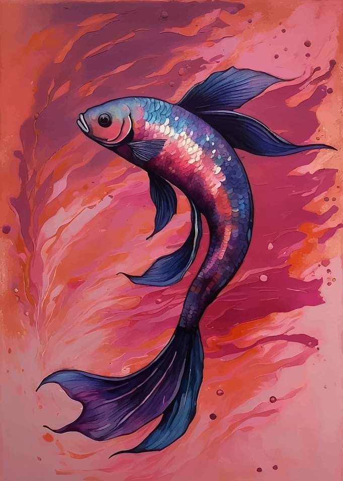 Colorful Betta Fish Painting