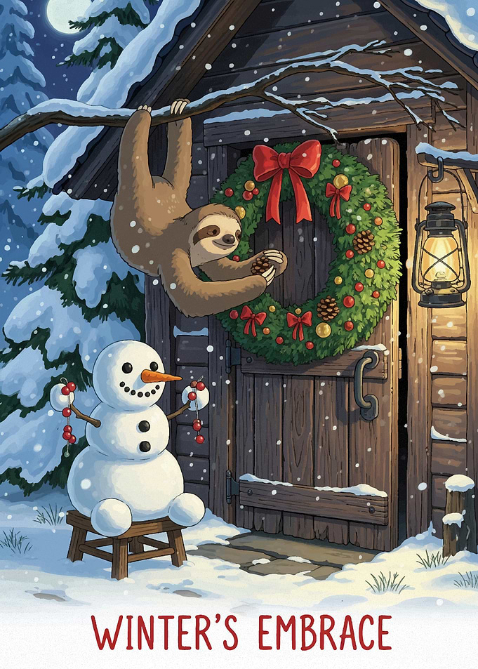 Winter's Embrace: Sloth and Snowman