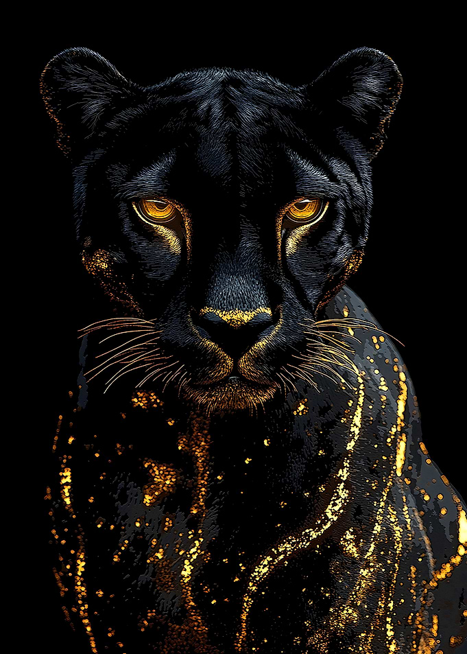 Black Panther with Golden Accents