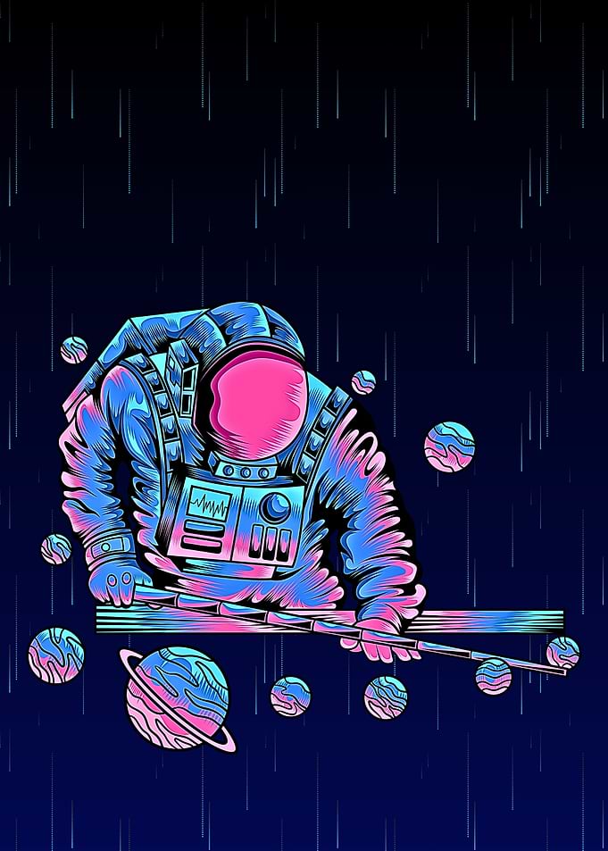 Astronaut Playing Pool in Space