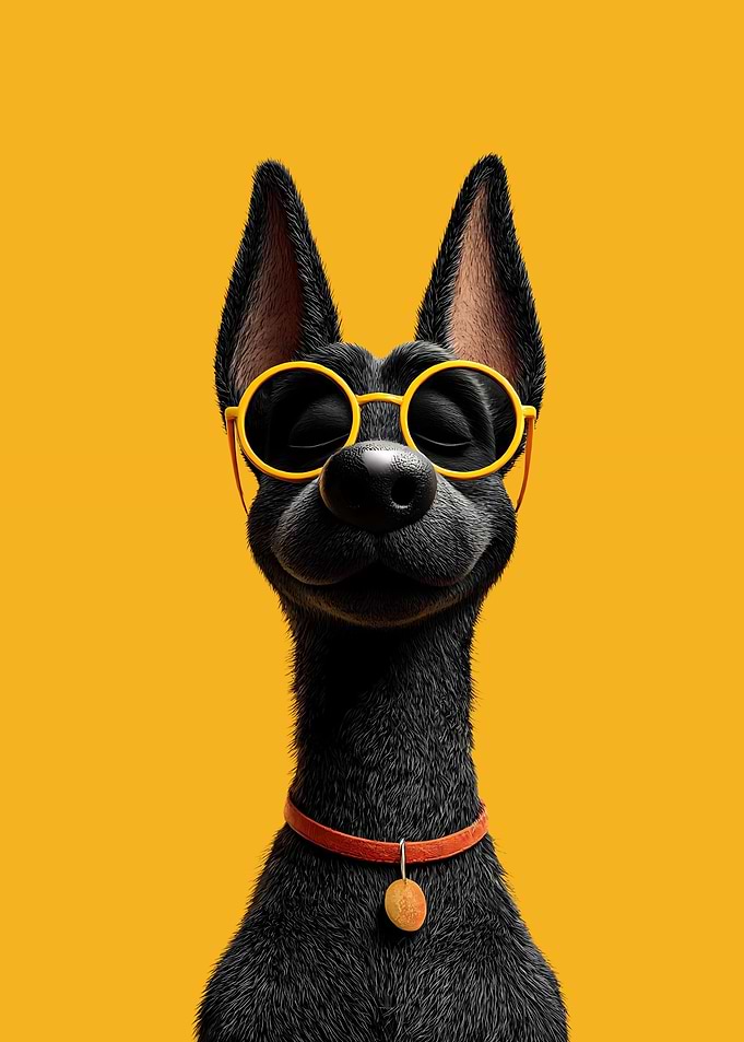 Cartoon Dog with Sunglasses Portrait