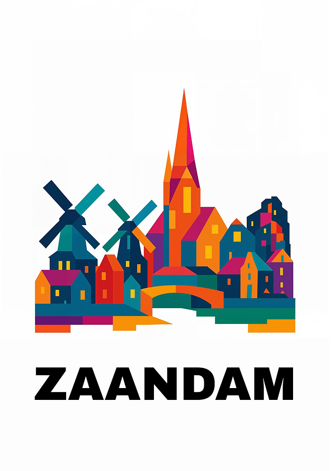 Zaandam Netherlands Colorful Illustration