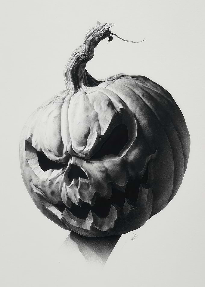 Monochrome Jack-o'-lantern Drawing