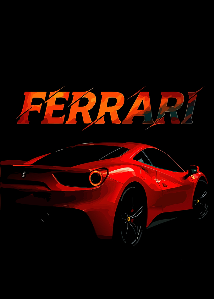 Red Ferrari Car Digital Art