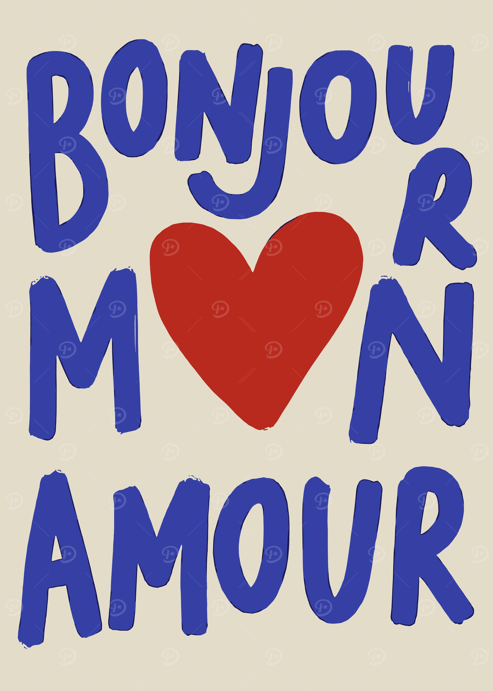 Bonjour Mon Amour Heart Art