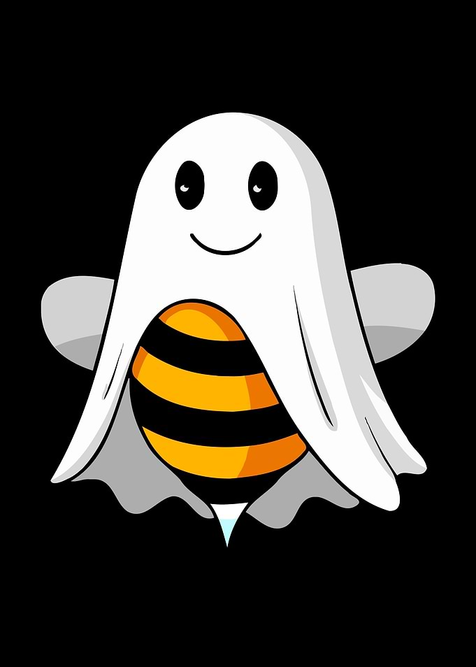 Cartoon Bee Dressed as Ghost with Halloween Vibes