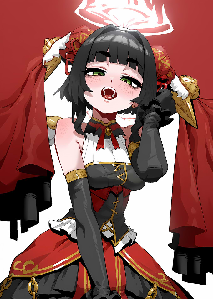 Anime Vampire Girl in Red Dress