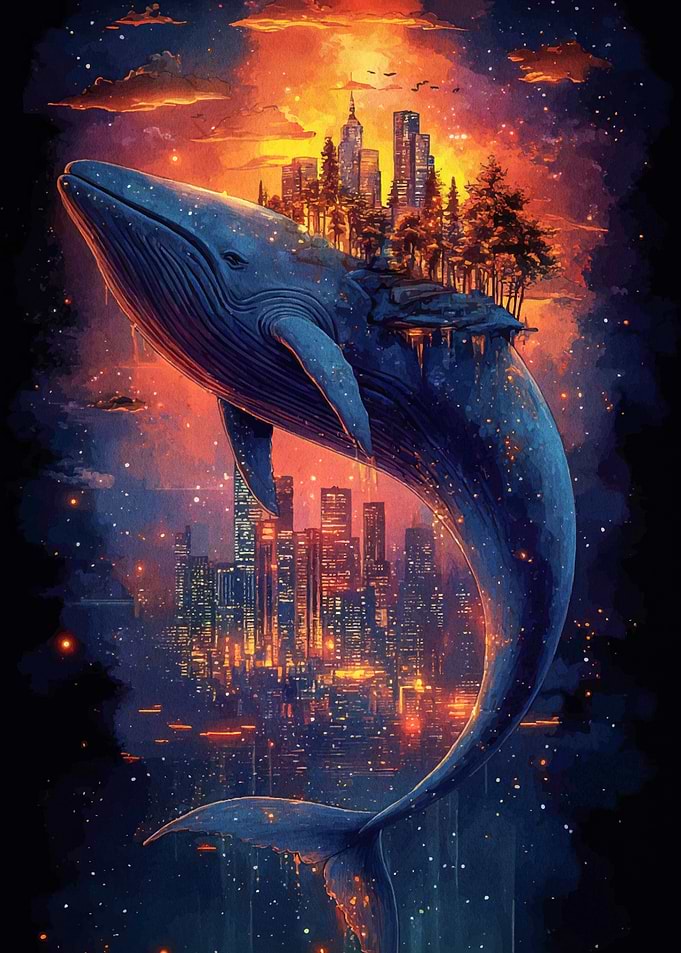 Whale Cityscape Fantasy