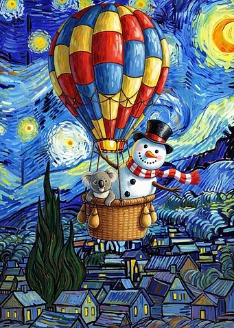 Snowman Koala Hot Air Balloon
