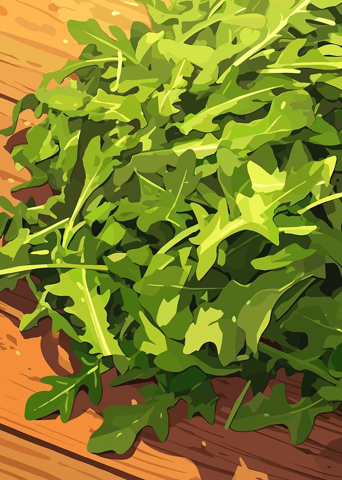 Fresh Arugula on Wooden Surface