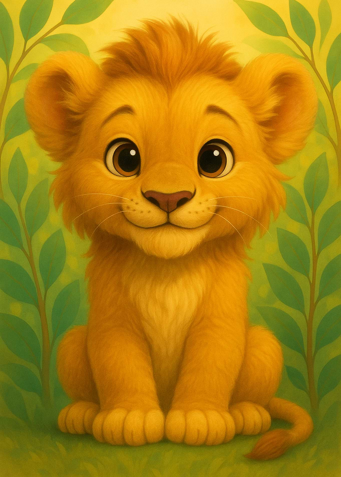 Cute Lion Cub Cartoon Illustration