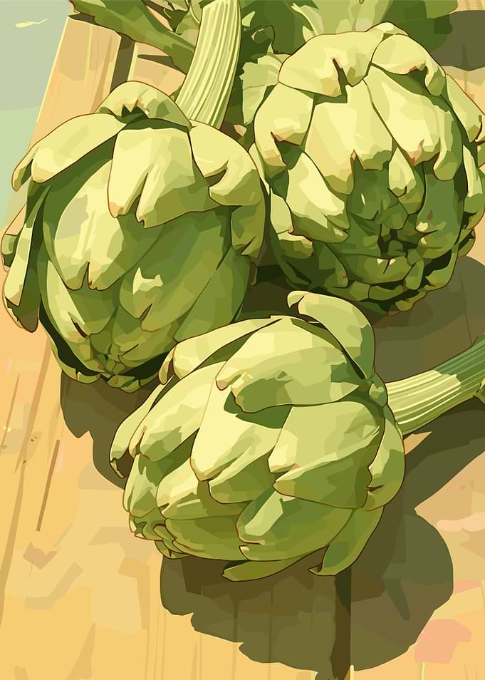 Artichokes on Wooden Surface
