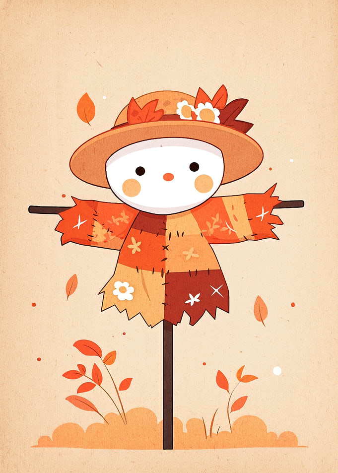 Cute Autumn Scarecrow Illustration