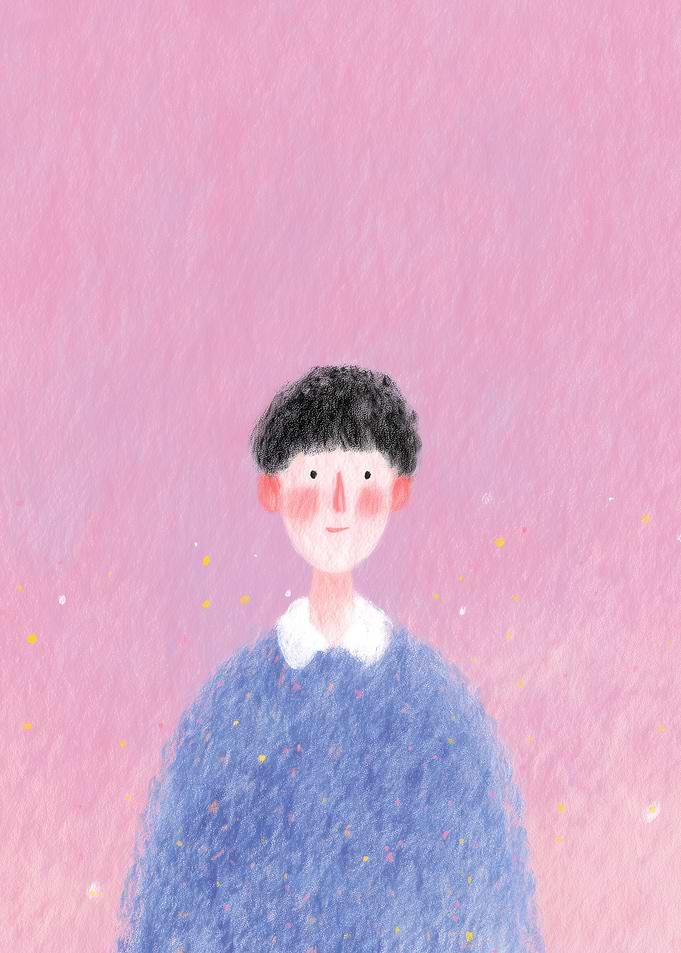 Illustration of a person on pink background