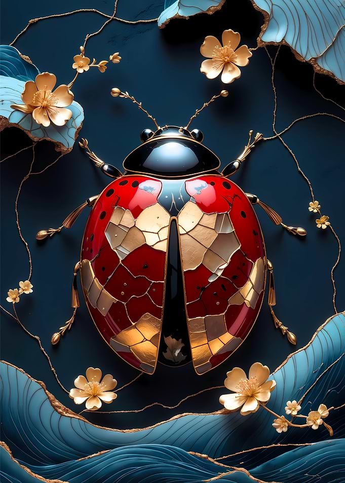 Ladybug Kintsugi Art