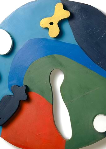 Abstract Colorful Wooden Sculpture by jean arp