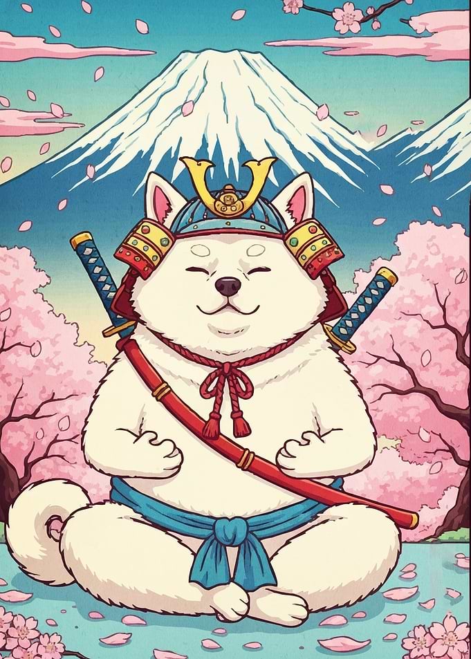 Samurai Shiba Inu Mount Fuji