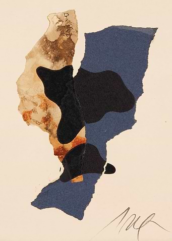 Abstract Collage with Blue and Brown by jean arp