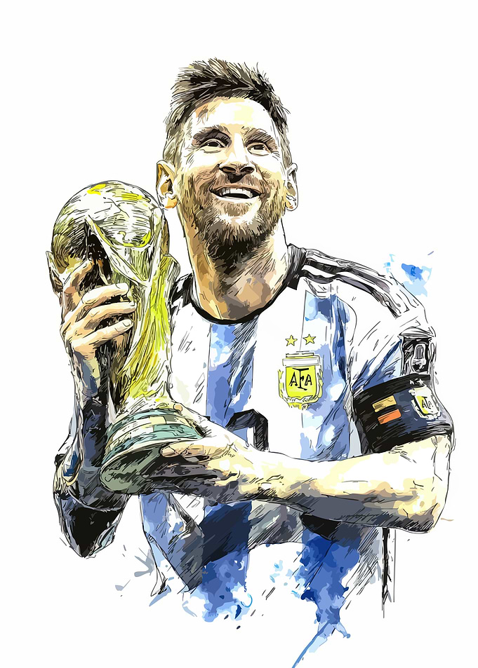 Lionel Messi World Cup Champion Art