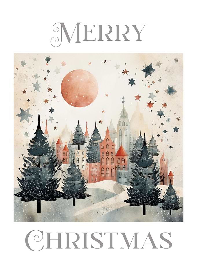 Merry Christmas Winter Scene
