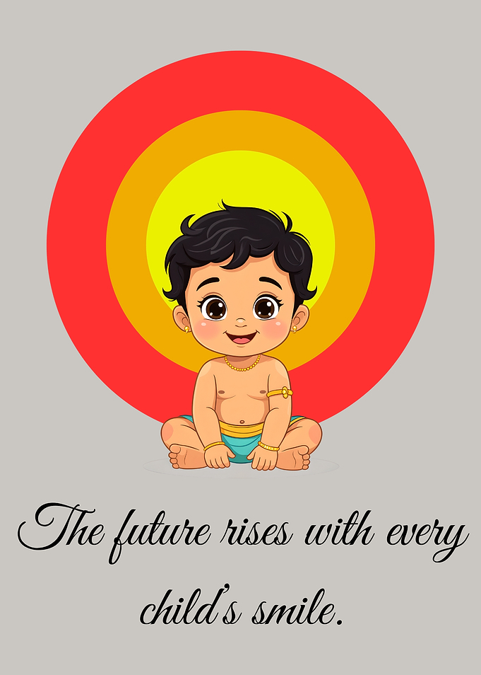 Smiling Baby with Concentric Circles Background