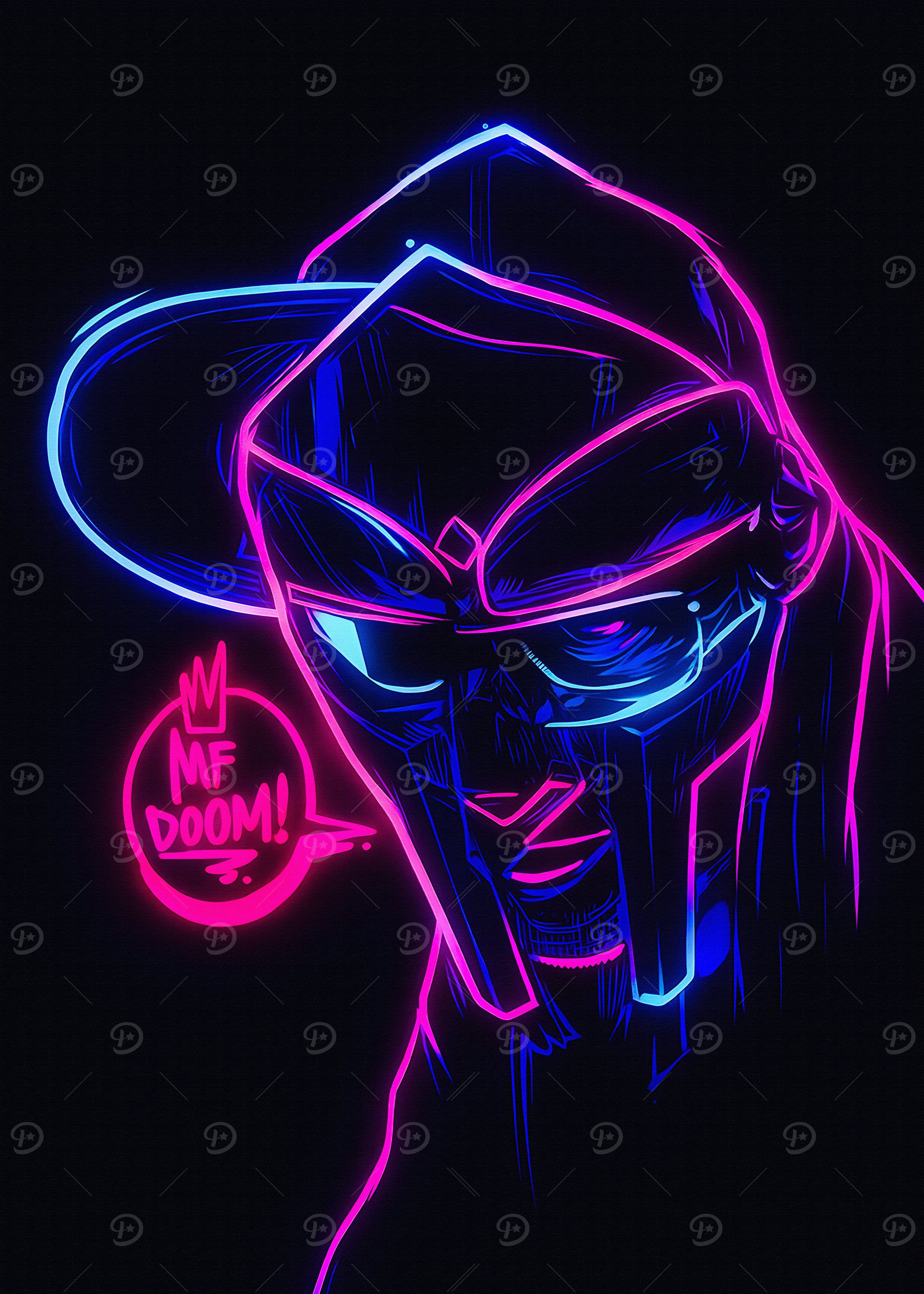 MF DOOM Neon Portrait