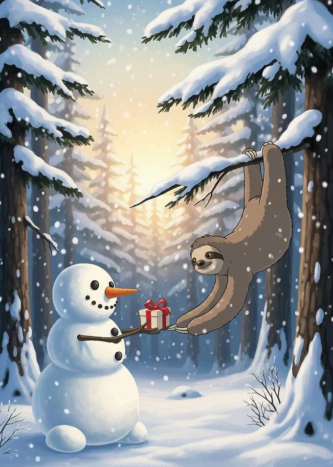 Snowy Sloth Gift Exchange